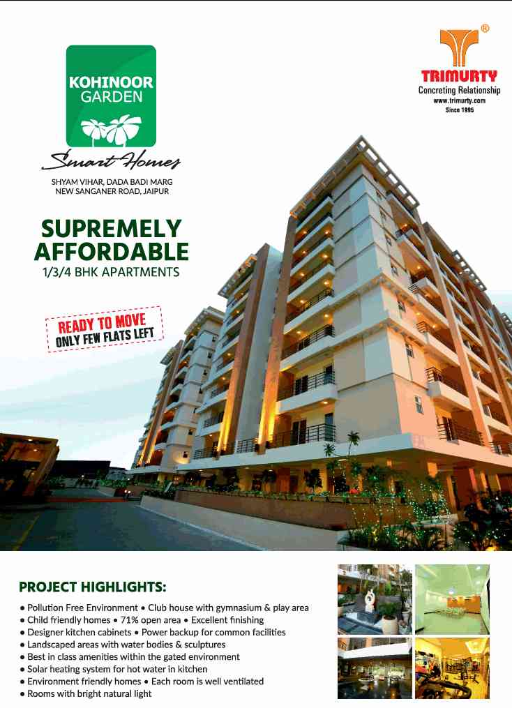 Book affordable ready to move homes at Trimurty Kohinoor Garden in Jaipur